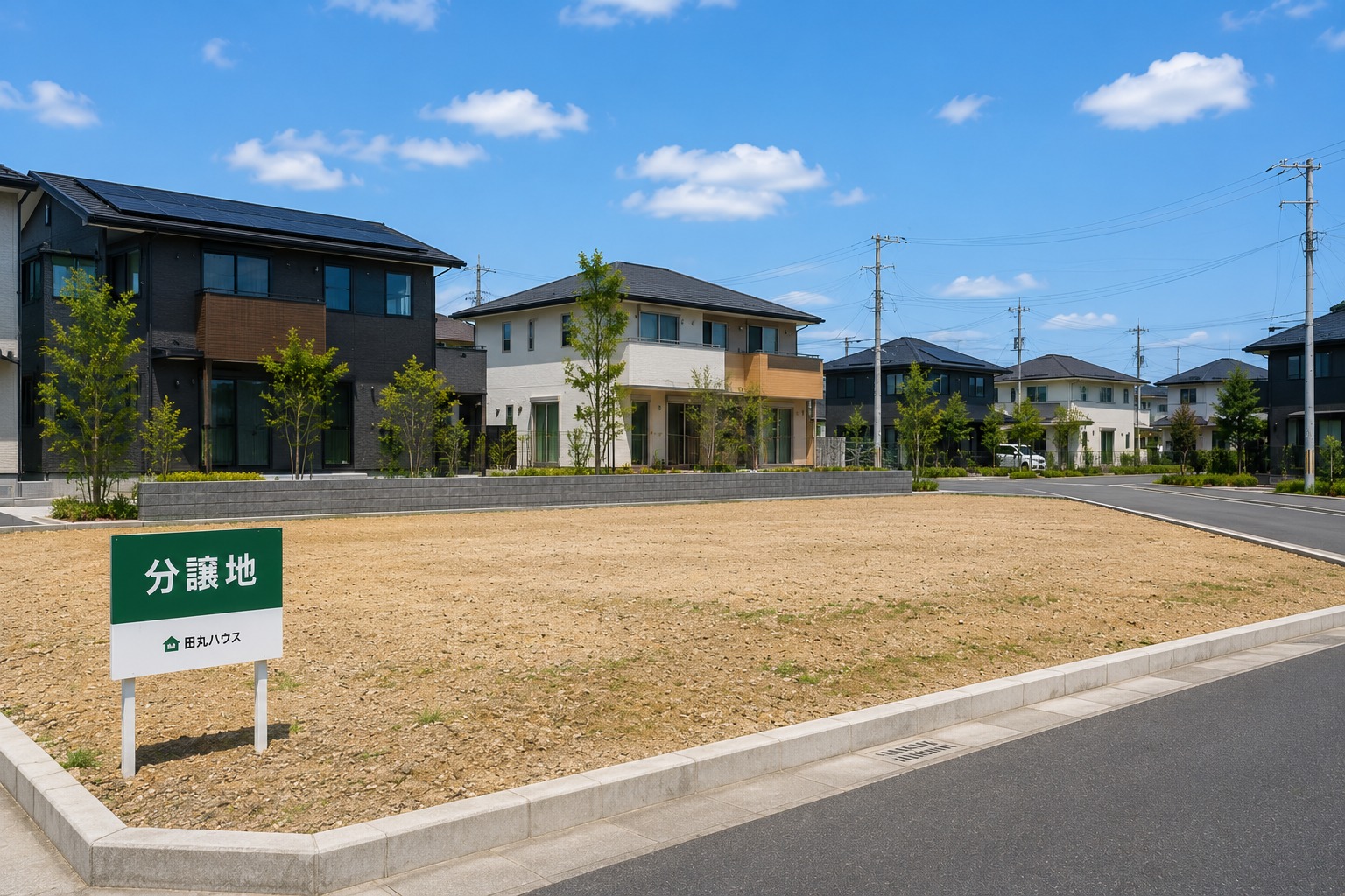 住宅街の中にある分譲地と土地探しのイメージ