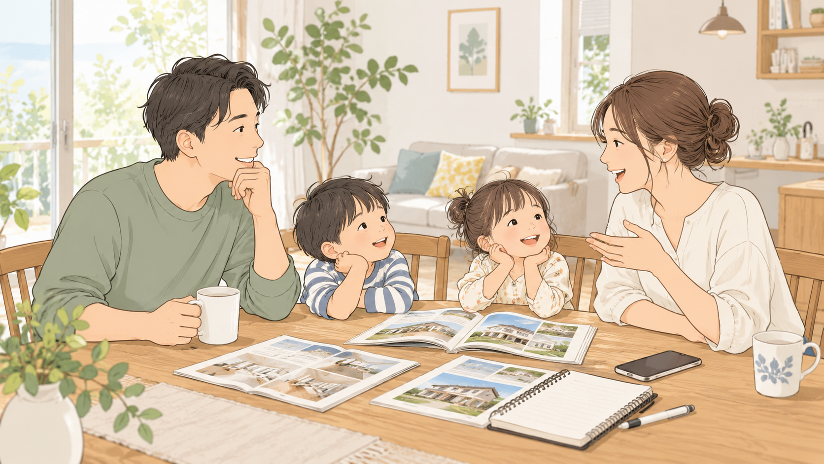 家族でこれからの家づくりについて話しているイメージ
