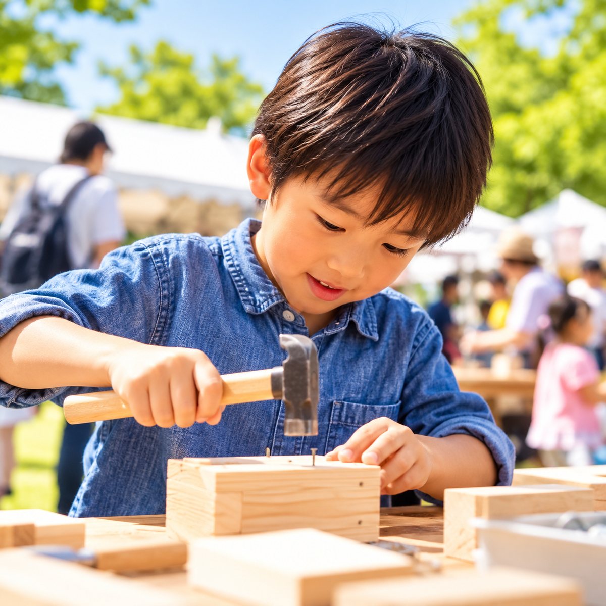 木工にチャレンジする男の子